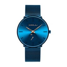 CRRJU Kwarts Horloge - Anoloog Luxe Uurwerk voor Mannen en Vrouwen - Blauw-Goud
