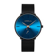 CRRJU Kwarts Horloge - Anoloog Luxe Uurwerk voor Mannen en Vrouwen - Zwart-Blauw