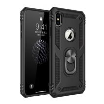 R-JUST iPhone XS Max Hoesje - Shockproof Case Cover Cas TPU Zwart + Kickstand