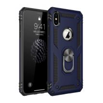 R-JUST iPhone 8 Hoesje - Shockproof Case Cover Cas TPU Blauw + Kickstand