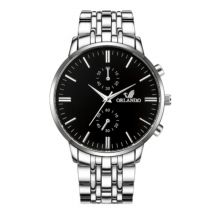 Orlando Staal Horloge voor Heren - Leren Bandje Anoloog Luxe Uurwerk voor Mannen Kwarts