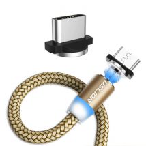 USLION USB-C Magnetische Oplaadkabel 3 Meter Type C - Gevlochten Nylon Oplader Data Kabel Android Goud