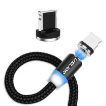 USLION iPhone Lightning Magnetische Oplaadkabel 1 Meter - Gevlochten Nylon Oplader Data Kabel Android Zwart