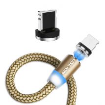 USLION iPhone Lightning Magnetische Oplaadkabel 3 Meter - Gevlochten Nylon Oplader Data Kabel Android Goud