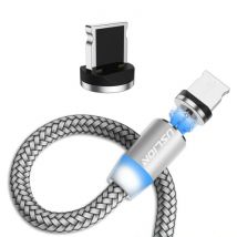 USLION iPhone Lightning Magnetische Oplaadkabel 3 Meter - Gevlochten Nylon Oplader Data Kabel Android Zilver