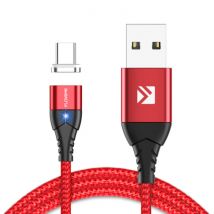 FLOVEME USB-C Magnetische Oplaadkabel 1 Meter Type C - Gevlochten Nylon Oplader Data Kabel Android Rood