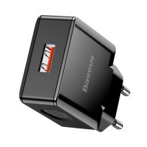 Baseus Fast Charge USB Stekkerlader - Quick Charge 3.0 Muur Oplader Wallcharger AC Thuislader Adapter Zwart