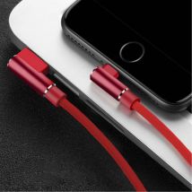 Nohon iPhone Lightning Oplaadkabel 90° - 3 Meter - Gevlochten Nylon Oplader Data Kabel Android Rood