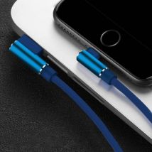 Nohon iPhone Lightning Oplaadkabel 90° - 1 Meter - Gevlochten Nylon Oplader Data Kabel Android Blauw