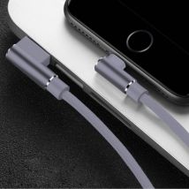 Nohon iPhone Lightning Oplaadkabel 90° - 3 Meter - Gevlochten Nylon Oplader Data Kabel Android Grijs