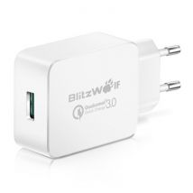 Blitzwolf Fast Charge 18W USB Stekkerlader - Quick Charge 3.0 Muur Oplader Wallcharger AC Thuislader Adapter Wit