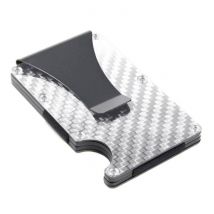 Gemeer Aluminium Carbon Fiber Wallet - Portemonnee Portefeuille Pasjeshouder Krediet Kaart Geld Clip - Zilver