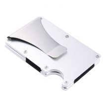 Gemeer Aluminium Carbon Fiber Wallet - Portemonnee Portefeuille Pasjeshouder Krediet Kaart Geld Clip - Zilver