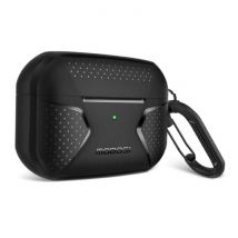 MOBOSI Shockproof Hoesje voor AirPods Pro met Karabijnhaak - AirPod Case Cover Skin - Zwart