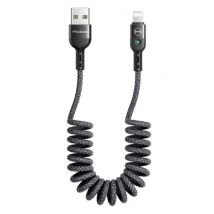 Mcdodo Gekrulde Lightning USB Oplaadkabel voor iPhone - Spiraal Nylon Datakabel 1.8 Meter Oplader Kabel Grijs