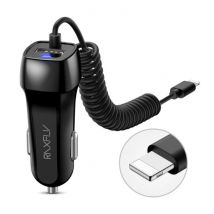 Raxfly Lightning USB Autolader/Carcharger voor iPhone met 2.4A Fast Charging - Zwart