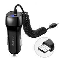 Raxfly Micro-USB Autolader/Carcharger met 2.4A Fast Charging - Zwart