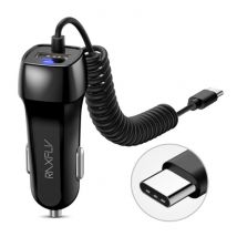 Raxfly USB-C Autolader/Carcharger met 2.4A Fast Charging - Zwart