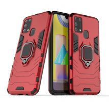 Keysion Samsung Galaxy A51 Hoesje - Magnetisch Shockproof Case Cover Cas TPU Rood + Kickstand