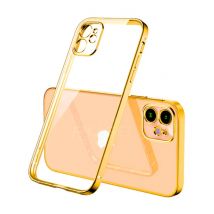 PUGB iPhone 12 Pro Hoesje Luxe Frame Bumper - Case Cover Silicone TPU Anti-Shock Goud