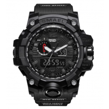 SMAEL Militair Duik Horloge voor Heren - Rubber Bandje Kwarts Uurwerk Analoog Digitaal voor Mannen Zwart