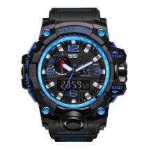SMAEL Militair Duik Horloge voor Heren - Rubber Bandje Kwarts Uurwerk Analoog Digitaal voor Mannen Blauw