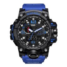 SMAEL Militair Duik Horloge voor Heren - Rubber Bandje Kwarts Uurwerk Analoog Digitaal voor Mannen Blauw