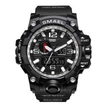 SMAEL Militair Duik Horloge voor Heren - Rubber Bandje Kwarts Uurwerk Analoog Digitaal voor Mannen Zilver