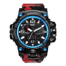 SMAEL Militair Duik Horloge voor Heren - Rubber Bandje Kwarts Uurwerk Analoog Digitaal voor Mannen Rood