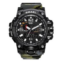SMAEL Militair Duik Horloge voor Heren - Rubber Bandje Kwarts Uurwerk Analoog Digitaal voor Mannen Kaki Camo