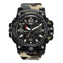 SMAEL Militair Duik Horloge voor Heren - Rubber Bandje Kwarts Uurwerk Analoog Digitaal voor Mannen Beige Camo