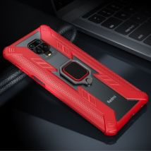 Keysion Xiaomi Mi Note 10 Pro Hoesje - Magnetisch Shockproof Case Cover Cas TPU Rood + Kickstand