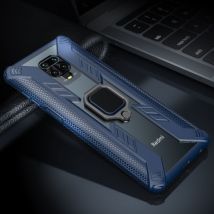 Keysion Xiaomi Redmi Note 9 Pro Hoesje - Magnetisch Shockproof Case Cover Cas TPU Blauw + Kickstand