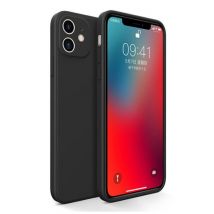 MaxGear iPhone 11 Pro Max Square Silicone Hoesje - Zachte Matte Case Liquid Cover Zwart