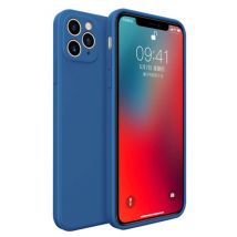MaxGear iPhone XS Square Silicone Hoesje - Zachte Matte Case Liquid Cover Blauw