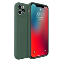 MaxGear iPhone X Square Silicone Hoesje - Zachte Matte Case Liquid Cover Donkergroen