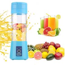 Qihui Draagbare Blender met 6 Freesmessen - Portable Smoothie Maker Juicer Sapcentrifuge Blauw