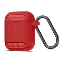 Pepmune Shockproof Hoesje voor AirPods 1 / 2 met Karabijnhaak - AirPod Case Cover Skin - Rood