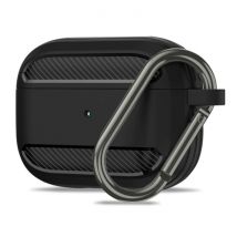 Pepmune Shockproof Hoesje voor AirPods Pro met Karabijnhaak - AirPod Case Cover Skin - Zwart