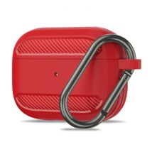 Pepmune Shockproof Hoesje voor AirPods Pro met Karabijnhaak - AirPod Case Cover Skin - Rood