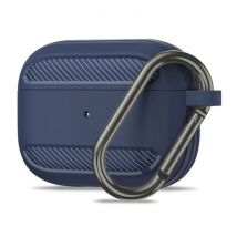 Pepmune Shockproof Hoesje voor AirPods Pro met Karabijnhaak - AirPod Case Cover Skin - Blauw