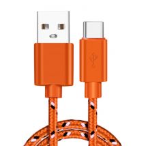 IRONGEER USB-C Oplaadkabel 2 Meter Gevlochten Nylon - Tangle Resistant Oplader Data Kabel Oranje