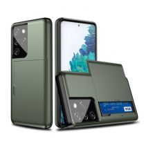 VRSDES Samsung Galaxy Note 20 Ultra - Wallet Card Slot Cover Case Hoesje Business Donkergroen