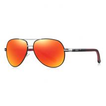 Barcur Vintage Shades Zonnebril - Roestvrij Staal Legering Pilotenbril met UV400 en Polarisatie Filter voor Mannen - Oranje-Zwart