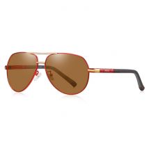 Barcur Vintage Shades Zonnebril - Roestvrij Staal Legering Pilotenbril met UV400 en Polarisatie Filter voor Mannen - Bruin
