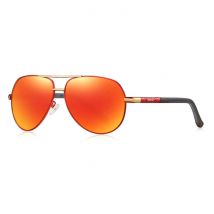 Barcur Vintage Shades Zonnebril - Roestvrij Staal Legering Pilotenbril met UV400 en Polarisatie Filter voor Mannen - Oranje-Rood
