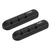 TOPK 2-Pack Zelfklevende Kabelclips - 3 Clips Kabelbinder Kabelklemmen Kabel Houder Organisatie Cable Organiser