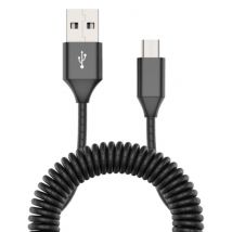 Nohon Gekrulde Oplaadkabel voor Micro-USB - 2A Spiraal Veer Datakabel 1.8 Meter Oplader Kabel Zwart