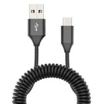 Nohon Gekrulde Oplaadkabel voor USB-C - 2A Spiraal Veer Datakabel 1.8 Meter Oplader Kabel Zwart