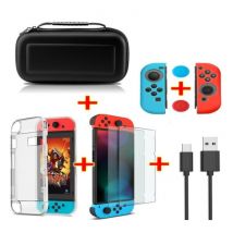 Erilles 6 in 1 Kit voor Nintendo Switch - NS Opbergtas / Hoesje / Screenprotector / Kabel / Button Caps